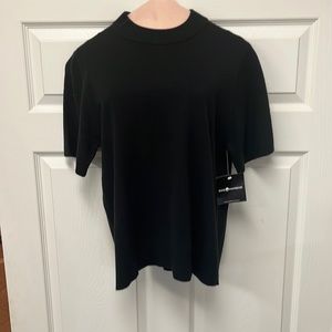 Sag Harbor Black Short Sleeved Acrylic Sweater